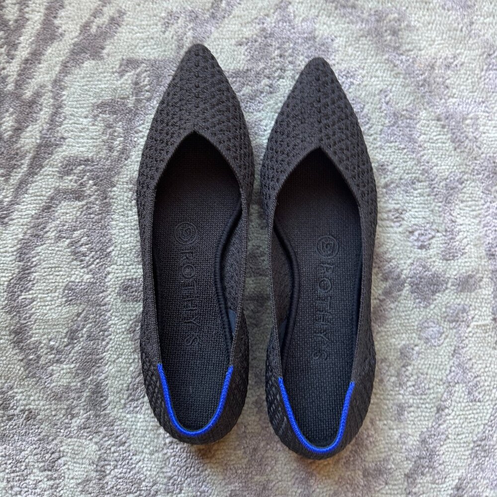 Rothy’s Black Knit Honeycomb The Point Flats